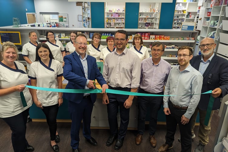 Russell George MS during a visit to open the new Llanidloes pharmacy