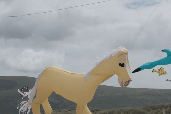A screenshot from Erfyl Lloyd Davies' footage of the kite festival