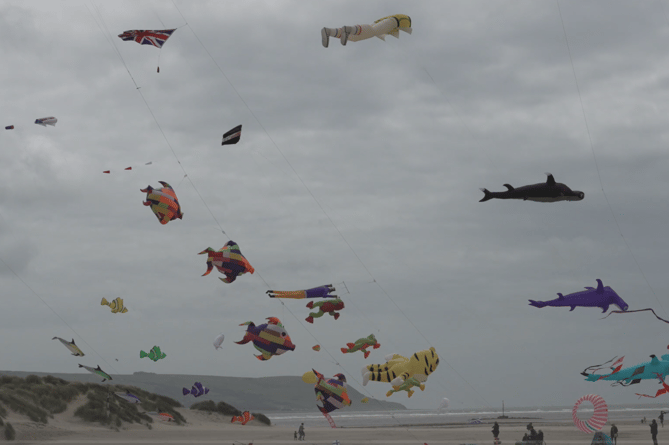 A screenshot from Erfyl Lloyd Davies' footage of the kite festival