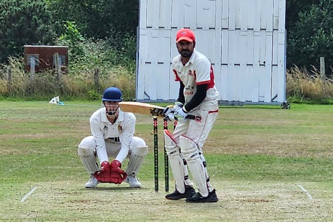 Ayush Sharma on his way to a century for Rachels talybont against Aberystwyth 010723