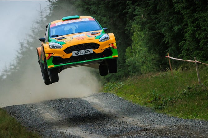 Elliot Payne and Tom Woodburn take to the air in their Ford Fiesta Rally2