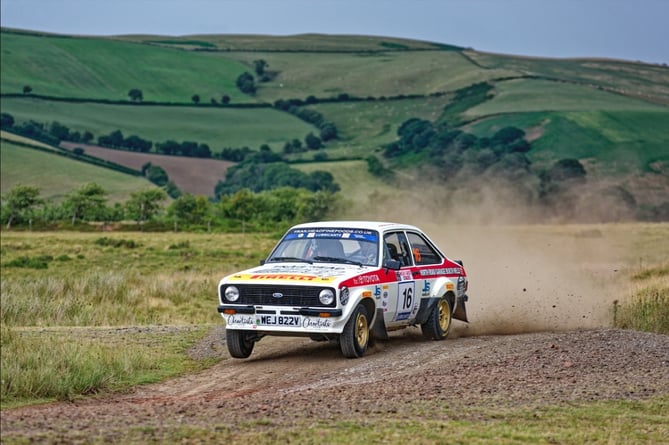 Builth Wells driver Jason Pritchard and co-driver Phil Clarke in their Ford Escort RS1800 Mk2 Nicky Grist 2023