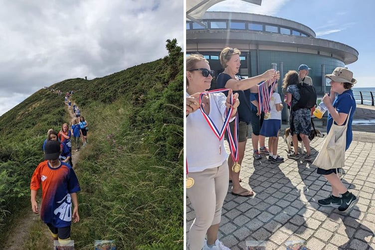 Medals and refreshments at the end of the walk Aberystwyth and District Swimming Club sponsored walk 2023