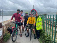 Cyclist arrives in Gwynedd on 3,500-mile journey in memory of sister