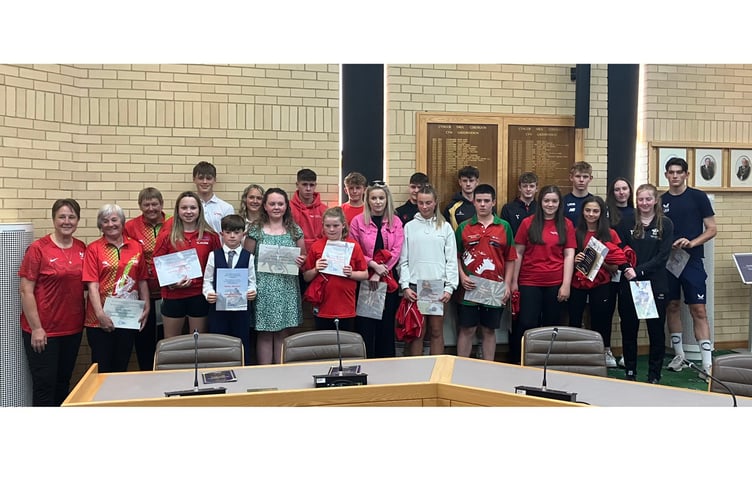 Winners of the ‘International’ awards at the Ceredigion 2023 Sports Awards