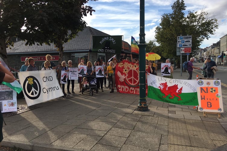 Campaigners at a rally in Porthmadog in March 2022