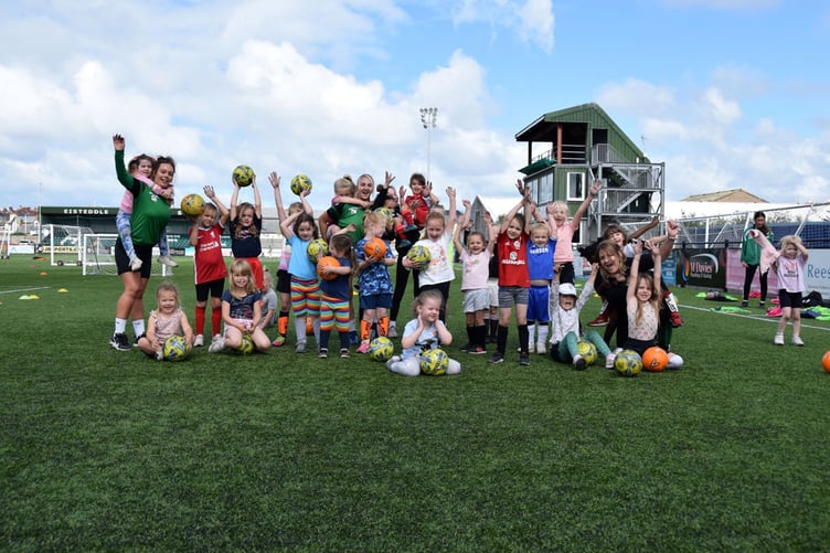 Young girls are encouraged to give football a go with Aberystwyth Town Women