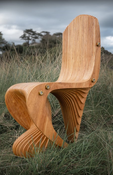 Matt Young has made the chair for a raffle to raise money for Aberdyfi Mountain Rescue Team