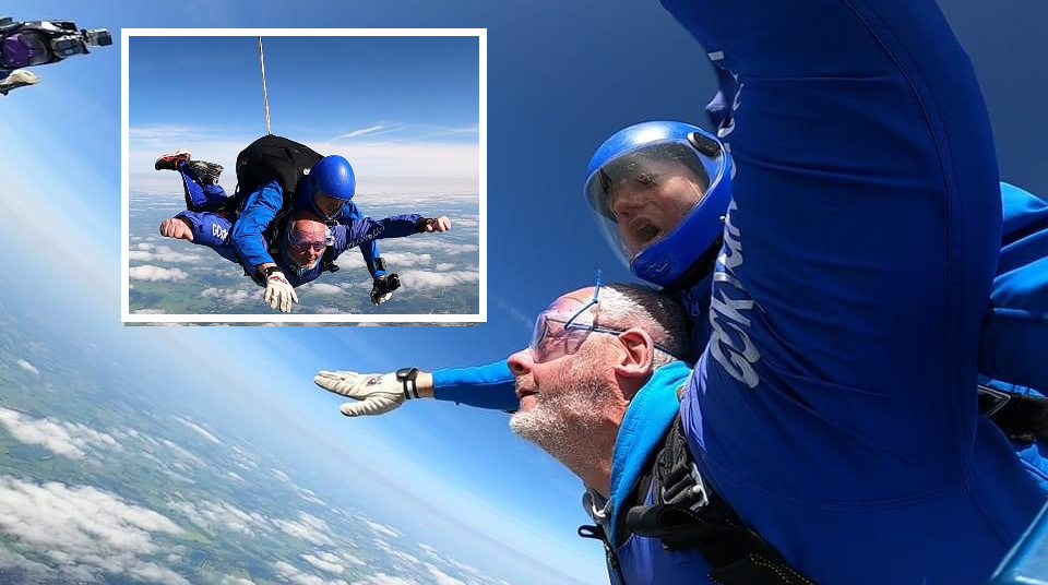 Ceredigion daredevil with Parkinson's completes charity skydive