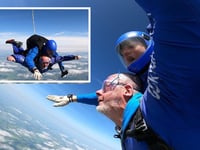 Ceredigion daredevil with Parkinson's completes charity skydive