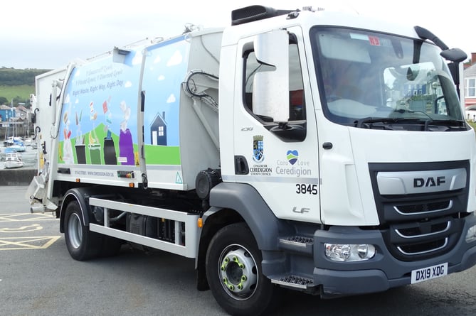Waste collection bin lorry Ceredigion