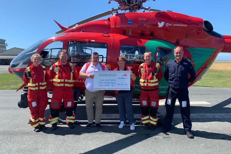 Cheque presentation at Caernarfon Airport, Dinas Dinlle