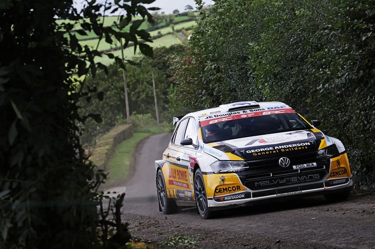 James Williams in action on the closed roads of Rali Ceredigion in 2022