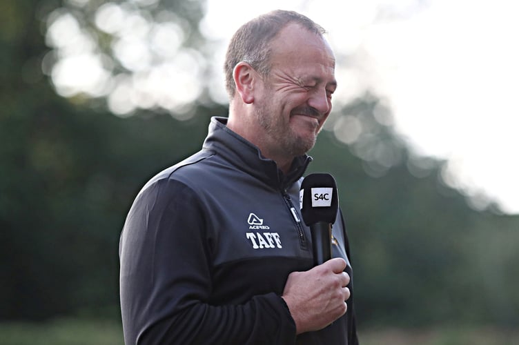 NEWTOWN, POWYS, WALES - 26th AUGUST 2023 - Aberystwyth manager Anthony Williams after Newtown AFC vs Aberystwyth Town in Round 3 of the JD Cymru Premier at Latham Park, Newtown (Pic by Sam Eaden/FAW)