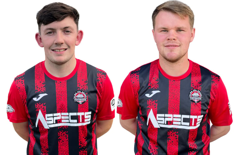 Morgan Owen, Porthmadog's player of the month for August and Ifan Emlyn (right), who scored their winner at Gresford
