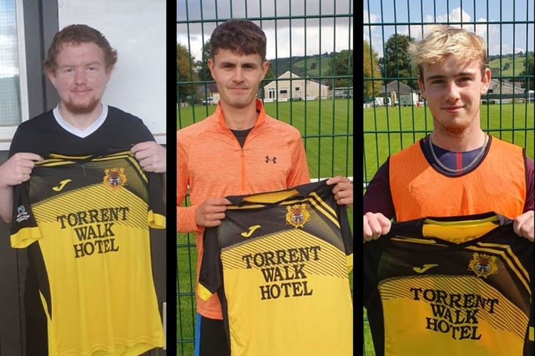 Dolgellau Reserves recent signings Logan Holland, Billy Jones and Brandon Smedley