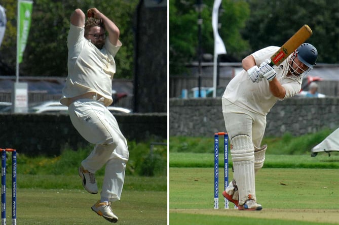 Bowler Sam Williams claimed 5 for 46; right, Sion Francis scored 60