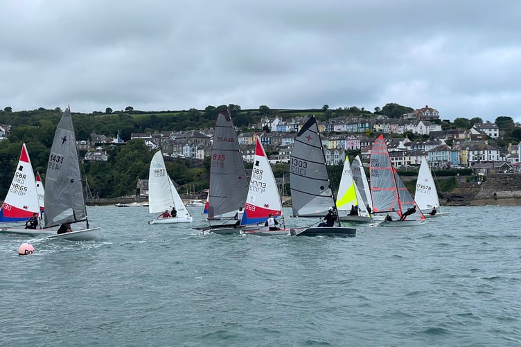 Dinghy start line in New Quay