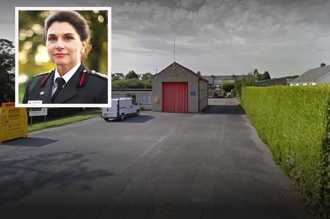 Fire chief Dawn Docx, inset, and Abersoch Fire station