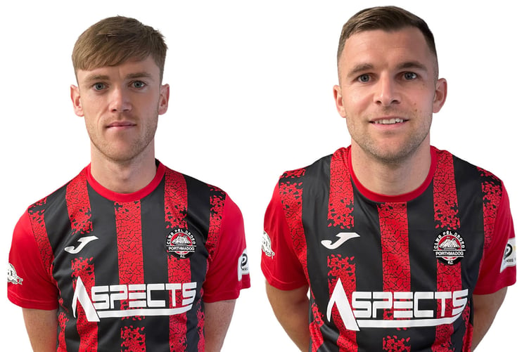Port man of the match Tom Mahoney (left) and goalscorer Danny Brookwell