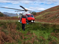 Rescue team save trail runner and walker