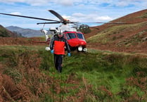 Rescue team save trail runner and walker