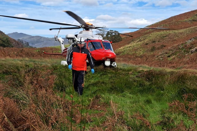 the team rushed to the aid of a trail runner who fell at Dduallt