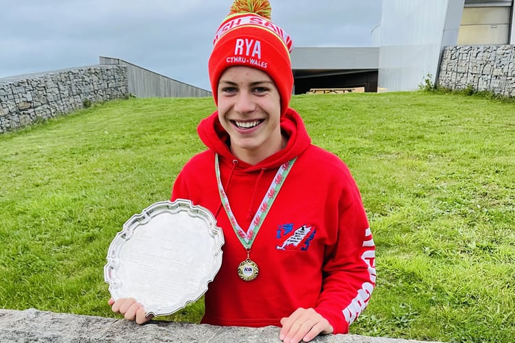 Steffan Williams with his trophy and medal at Plas Heli