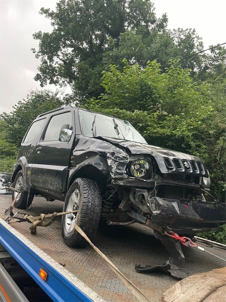 One of the vehicles involved in a recent crash in the Rhyd y Sarn