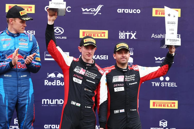 Elfyn Evans and Scott Martin on the podium