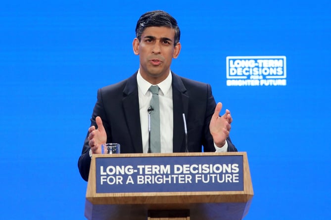 Rishi Sunak pictured at the Manchester Central Convention Complex, during the final day of the Conservative Party conference 2023, Greater Manchester, October 4, 2023.