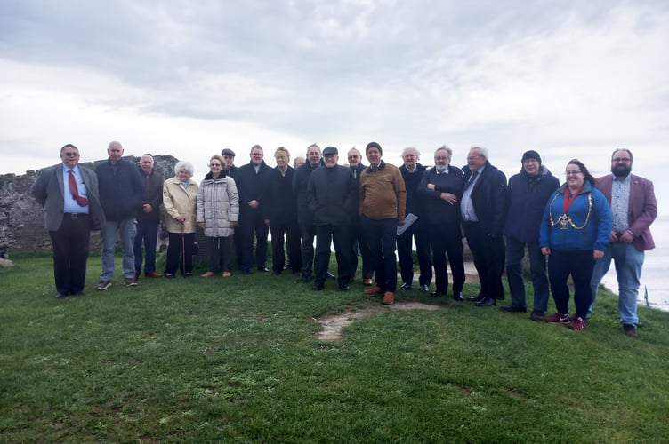 Aberystwyth Rotary members gathered at the castle with mayor Kerry Ferguson for the official unveiling