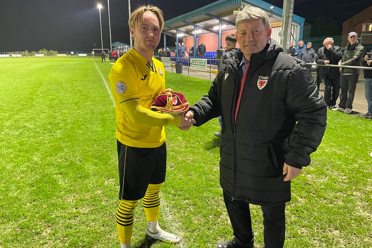 Rhys Alun receives his cap