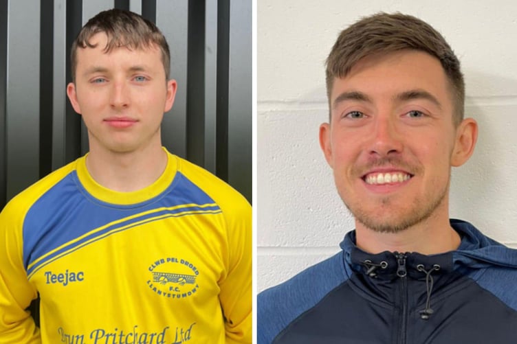 Llanystumdwy goalscorers Owen Pritchard (left) and Rob Griffiths 041123