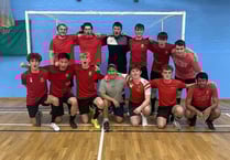 Aberystwyth University Futsal Club celebrate winning their first game