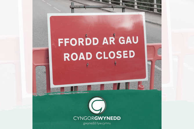 Gwynedd Council road closure sign