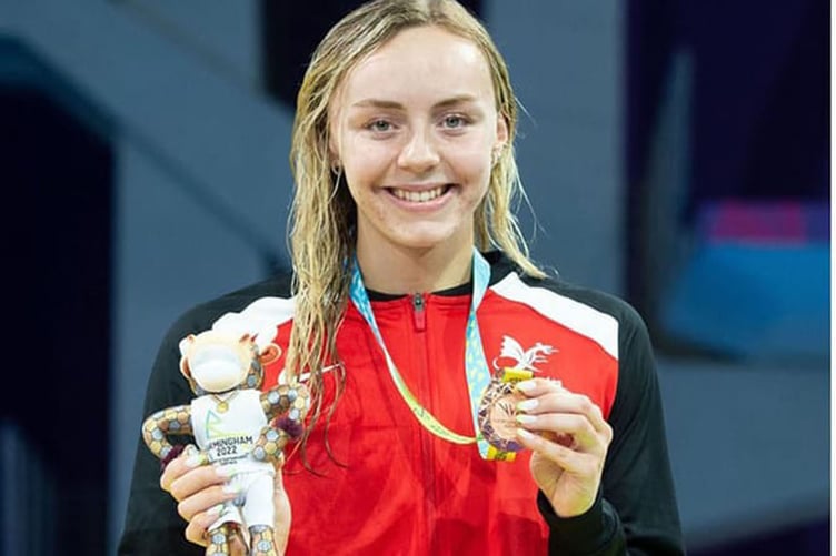 Successful swimmer Medi Harris has benefited from a Cofio Robin contribution