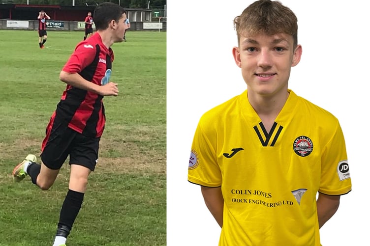 Osian Evans (left) fractured his tibia during Saturday's match; Zac Pike scored Port's equaliser