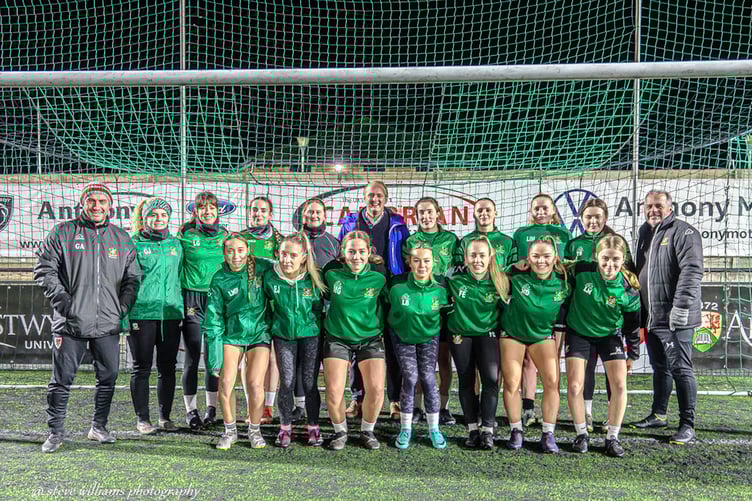 Aber Town players with Ben Lake MP