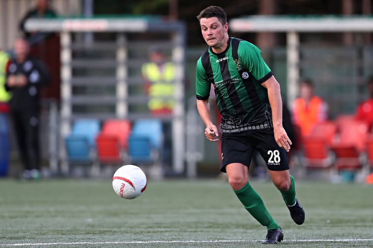 NEWTOWN, POWYS, WALES - 26th AUGUST 2023 - Aberystwyth's Alex Darlington during Newtown AFC vs Aberystwyth Town in Round 3 of the JD Cymru Premier at Latham Park, Newtown (Pic by Sam Eaden/FAW)