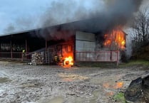 Fire crews tackle barn blaze on Ceredigion farm