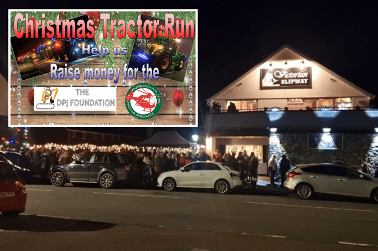 Tywyn Christmas tractor run will leave from the Slipway, pictured here at last week's, Christmas tree light switch-on event where over 150 people came out for that evening