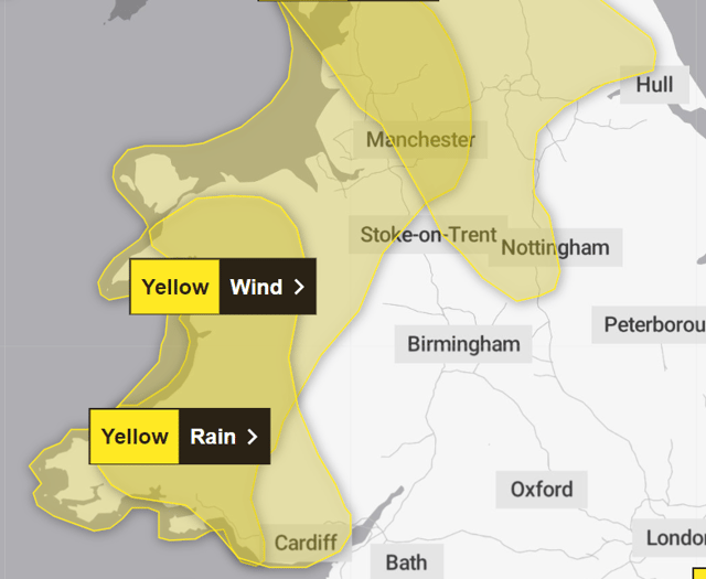 Weather warnings issued for wind and rain