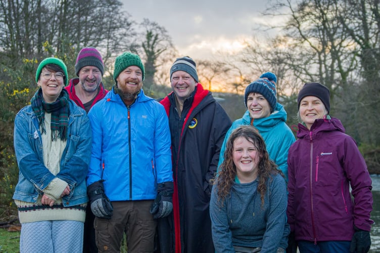 The brave team after a frosty dip in the Dyfi