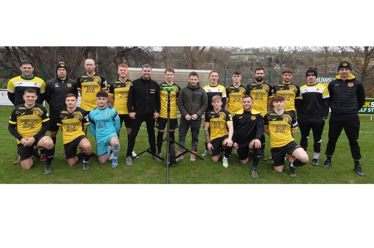 The Dolgellau team with the VEO system and sponsors