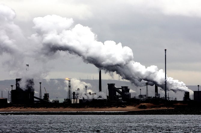 General view of emissions being released from the Corus metal plant on the Wilton site in Teesport, Cleveland.