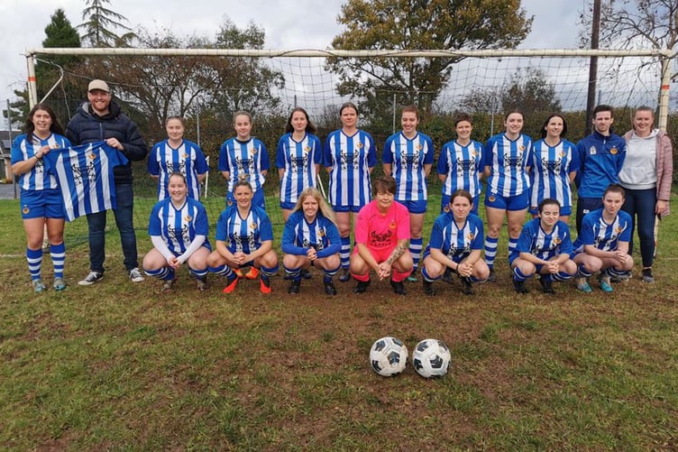 Felinfach Ladies in their new kit sponsored by cattlestrength