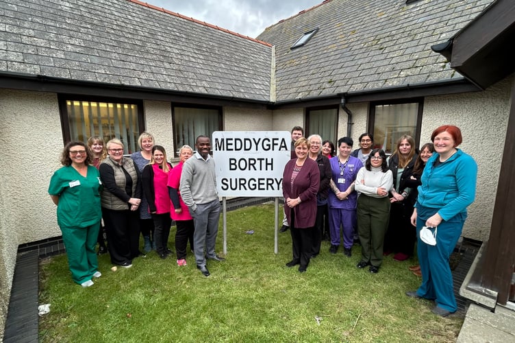 The team at Borth surgery with new partner Dr Joseph Akporokah