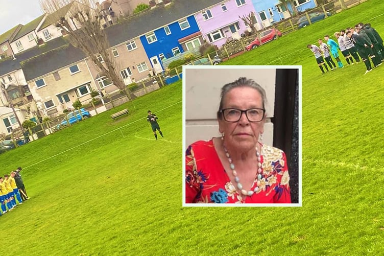 A minute’s silence (photo: Dilwyn Ellis Roberts) was held before kick off in memory of Penparcau supporter Ann Duggan who passed away recently