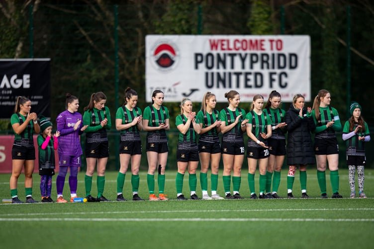Treforest, Wales - 14th January 2024:
A Minutes Applause ahead of kick off.
Pontypridd United v Aberystwyth Town in the Genero Adran Premier League at USW Sports Park on the 14th January 2024.
Pic by Lewis Mitchell/FAW.